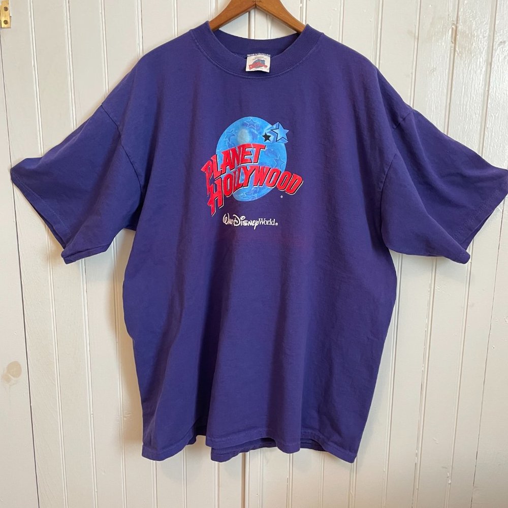 Vintage 90s Planet Hollywood Disney World T Shirt Purple Size XL Made In USA
